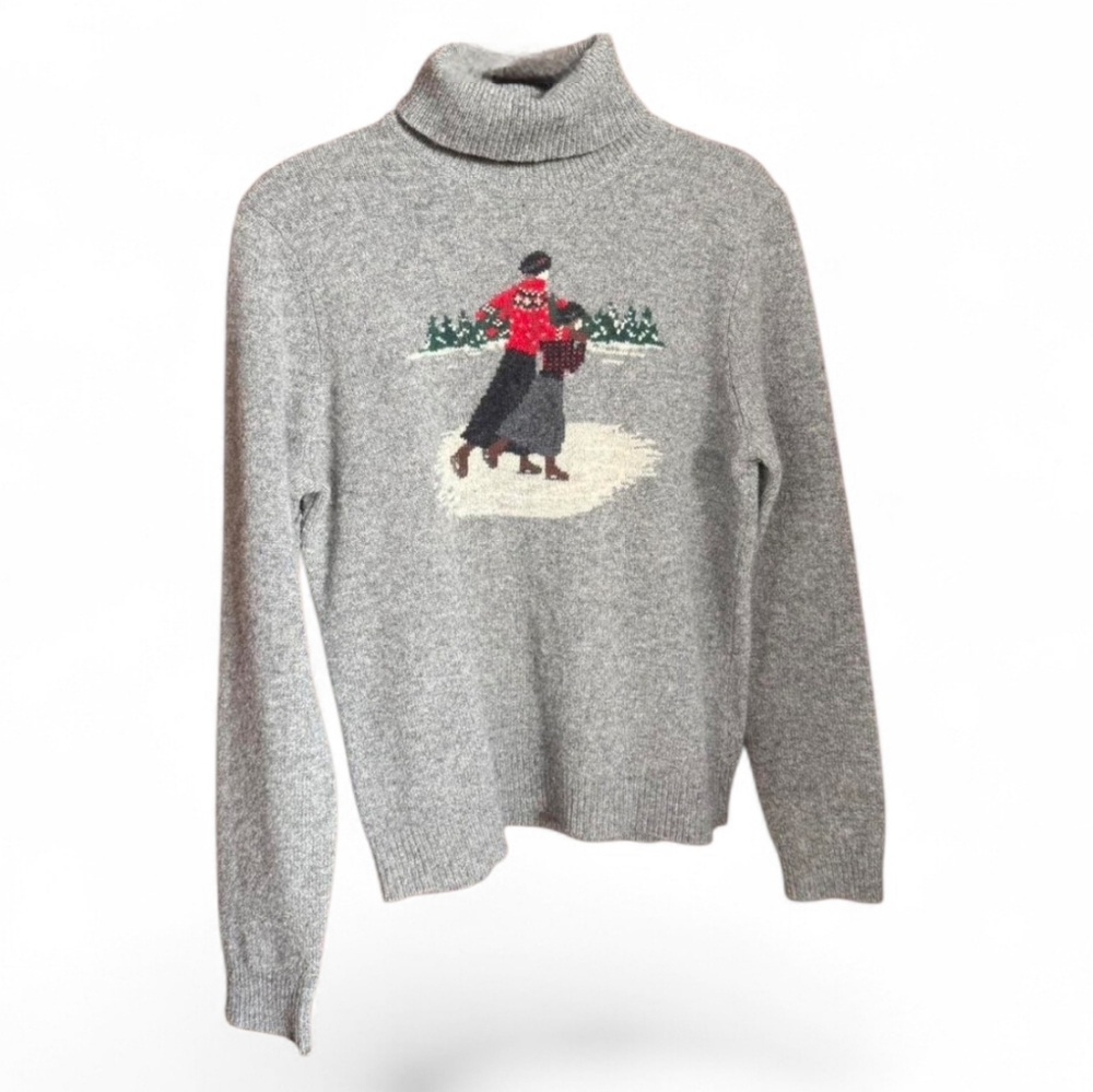 Vintage Ralph Lauren Gray Lambswool Turtleneck Ice Skaters Sweater MP - Picture 3 of 9